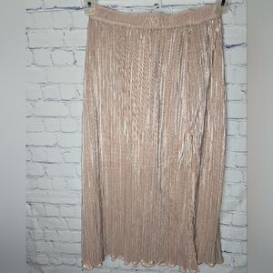 Abercrombie & Fitch Shimmering Metallic Gold Midi A-Line Skirt Size S